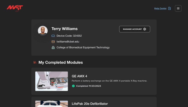NVRT User Dashboard